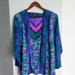 Maggie Shepherd blue  blouse and skirt  Large size